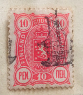 Finlande *1889-Armoiries *Rouge 10 P - Usados