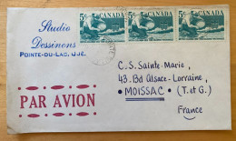 Enveloppe Canada Affranchie Pour La France Oblitération Pointe-du-Lac 1958 - Storia Postale