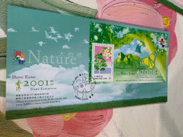 Hong Kong Stamp FDC 2001 Tree Butterflies Lion Mountain Birds Flying - Ungebraucht