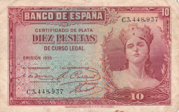 ESPAGNE - 10 PESETAS 1935 - Femme Couronnée Allégorie De La République N° Série C3448937 Série C - 10 Peseten