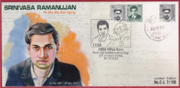 India 2022 National Mathematics Day, Maths,Srinivasa Ramanujan,Number, PUNE, Limited Cover (**) Inde Indien - Covers & Documents