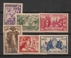 SPM - 1937 - N°YT. 160 à 165 - Exposition Internationale - Série Complète - Neuf * / MH VF - Nuevos