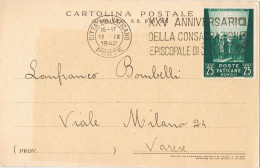 54456. Postal VATICANO 1942. Bendicion De Papa PIO XII A Destinatario. XXV Aniversario Condagracion, Signed - Brieven En Documenten