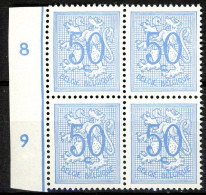 BE    854  XX      ---      MNH  --  Chiffre Sur Lion Héraldique  --  Bloc De 4 Bord De Feuille - 1977-1985 Figuras De Leones