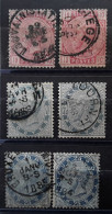 BELGIQUE 1883, LÉOPOLD II, 6 Timbres Avec Nuances, Cachets Divers  Yvert No 38,39 40, BTB Cote 100 Euros - 1883 Leopold II.