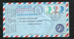 Aérogramme N° 1010 -AER Air Et Espace Repiqué Frères Montgolfier Accidenté Par Ballon Le Megève 26/06/1983 Et +++  TB - Lettres Accidentées