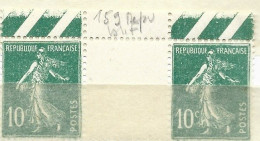 FRANCE N°159 10C VERT TYPE SEMEUSE CAMEE REPUBLIF AU LIEU DE REPUBLIQUE PAIRE AVEC PONT  NEUF SANS CHARNIERE - Ongebruikt