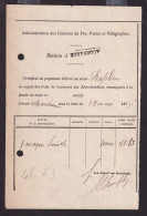 DDFF 777 - Chemins De Fer De L' Etat - Certificat De Payement Des Frais De Transport 1879 - Station D' AUDENARDE - Autres & Non Classés