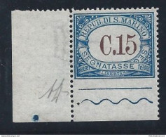 1939 SAN MARINO, Segnatasse N° 55a MNH** ND IN BASSO Firma Bolaffi/ADiena - Abarten Und Kuriositäten