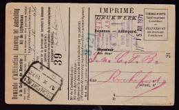 DDFF 783 - Chemins De Fer De L' Etat - Cachet De Gare De ROCHEFORT 1936 Sur Carte CGER -  Verso Commune De WAHA - Autres & Non Classés