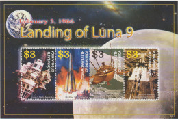 Dominica: Landing Of Luna 9  Kleinbogen Und Block - Other & Unclassified