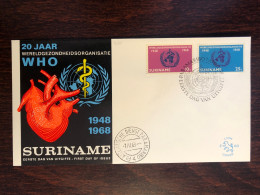 SURINAM FDC COVER 1968 YEAR CARDIOLOGY HEART WHO HEALTH MEDICINE STAMPS - Surinam ... - 1975