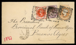 GREAT BRITAIN. 1897(Feb 8th). 1d Pink Stationery Envelope Used To Buenos Aires, ARGENTINA And Up-rated With 1887 ½d Verm - ...-1840 Vorläufer