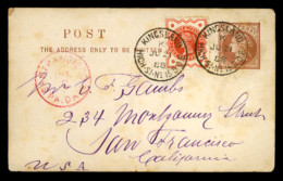 GREAT BRITAIN. 1888. Kingsland To S.Fco./USA. Stat.card + Adtl. VF. - ...-1840 Precursores