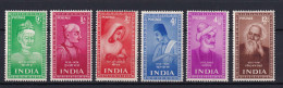 185 INDE 1952 - Yvert 37/42 - Portrait Saint Poete - Neuf ** (MNH) Sans Charniere - Neufs