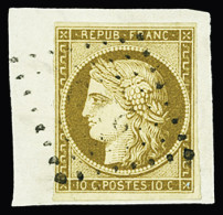 Obl,sur Fragment N°1 10c Bistre-jaune Sur Fragment, Obl. PC, TB. Signé Calves - 1849-1850 Cérès
