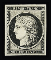 (*) N°3a 20c Noir Sur Blanc, Neuf, TB. Signé Calves - 1849-1850 Cérès