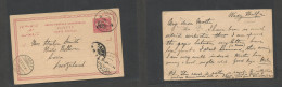 SUDAN. 1901 (31 Jan) Anteria - Wadi Halfa - Switzerland, Sierra (13 Feb) Postal Ovptd 4 Mill / 5p Red Stat Card Cds Via  - Soedan (1954-...)