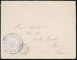 SIAM. 1904. (2 Feb.) FRENCH OCCUPATION OF SIAM, Paknam To Paris/France. F.M. Envelope With Blue Superb Cachet "Poste De  - Siam