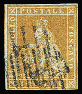 Obl N°11 1s Jaune Foncé, Obl., Réparé Mais TB D'aspect, Rare - Tuscany