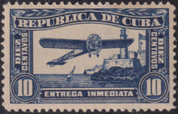 1914-176 CUBA REPUBLICA 1914 MH 10c SPECIAL DELIVERY AIRPLANE MORANE.  - Ungebraucht
