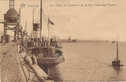 ZEEBRUGGE.  BATEAU LE DUKE OF CLARENCE DE LA LIGNE ZEEBURGGE HARWICH. - Zeebrugge