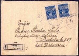 JUGOSLAVIA - CROATIA -  RECOM. LISTOVNA ZALJEPNICA (ZATVORENA KOVERTA) SUŠAK/RIJEKA To PRIVLAKA - 1948 - Covers & Documents