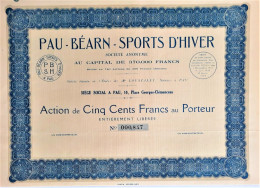 Pau - Béarn - Sports D'hiver - 1933 - Action De 500 Francs - Deportes