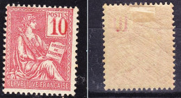 FRANCE Timbre NEUF * N° 112a (chiffres Déplacés), Type Mouchon 10c Rose - 1900-02 Mouchon