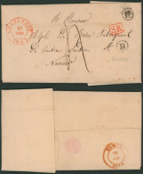 LAC Cachet Dateur Charleroi (1845) + Boite Rurale X2 "H" (Gilly), Port "4" > Namur / Distance. - 1830-1849 (Belgio Indipendente)