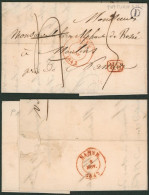 LAC Cachet Dateur Mons (1842) Port Rectifié + Boite Rurale "D" (Pâturages) > Moulins (Namur) - 1830-1849 (Belgique Indépendante)
