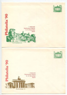 Germany, East 1990 2 Different Mint 50pf. Brandenburg Gate Postal Envelopes, Philatelia '90 - Covers - Mint