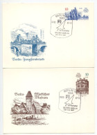 Germany, East 1987 2 Different 750 Jahre Berlin Postal Cards - 29. MMM Bezirk Berlin Commemorative Postmarks - Cartes Postales - Oblitérées