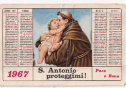 Calendarietto - Opera Antoniana Ricostruzione Cociale - Roma - Anno 1967 - Small : 1961-70