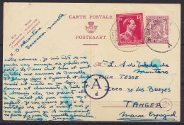 CP EP Petit Sceau De L'Etat 40c + N°428 Càd WOLUWE 1 /25-6-1951 (?) Pour TANGER (Maroc Espagnol) - Cachet Censure Commun - 1935-1949 Klein Staatswapen