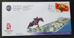 Hong Kong Horse Racing Jockey Club 2007 Beijing Olympics Sport Games Horses (stamp FDC) - Covers & Documents