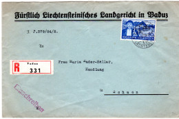 Liechtenstein 1938, EF 30 Rp. Dienst Auf Einschreiben Brief V.Vaduz N. Schaan. - Lettres & Documents