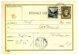 Slovakia Telegram Receipt With Additional Franking - Storia Postale