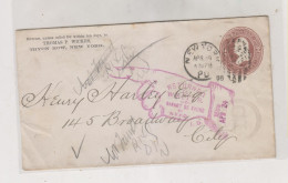 UNITED STATES  NEW YORK 1886 Nice Postal Stationery Cover Returned - ...-1900