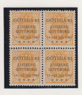 Zweden Michel-cat. 58 In Blok Van 4 Met Zwarte Privé-opdruk Voor Postzegeltentoonstelling Gothia 61 - Unused Stamps