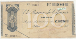 CRBL0126 BILLETE LOCAL BILBAO 100 PESETAS 1936 MBC - Andere & Zonder Classificatie