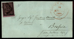 Antichi Stati Italiani - Parma - 25 Cent (4) Bordo Foglio Su Lettera Da Borgo S. Donnino A Brescia Del 12.4.1855 - Molto - Autres & Non Classés