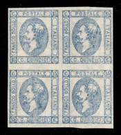 Regno - Vittorio Emanuele II - 1863 - Resti Di Stampa - 15 Cent Litografico (12 - Celeste Chiaro) In Quartina - Doppia S - Sonstige & Ohne Zuordnung