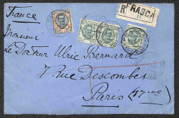 Regno - Vittorio Emanuele III - Raccomandata Per Parigi Da Frascati 31.5.27 Affrancata Con Floreale Coppia Più Singolo 2 - Other & Unclassified