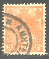 670 Netherlands Queen Wilhelmina 1898 3c Orange (NET-55) - Used Stamps