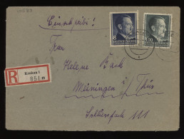 General Government 1943 Krakau 1 Registered Cover To Meiningen__(10583) - Gouvernement Général