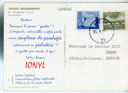 LABORATOIRE IONYL CROISIERE MEDITERRANEENNE IX ISTAMBOUL TURQUIE SAINTE SOPHIE CP 1960 ANKARA => STRASBOURG FRANCE - Lettres & Documents