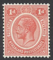 Nyasaland Protectorate Sc# 13 MH 1913-1919 1p Scarlet King George V - Nyasaland (1907-1953)