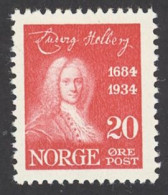 Norway Sc# 160 MH 1934 20o Ludvig Holberg - Nuovi
