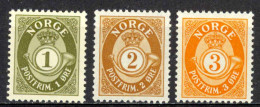 Norway Sc# 74-76 MNH 1910-1929 1o-3o Post Horn & Crown - Neufs